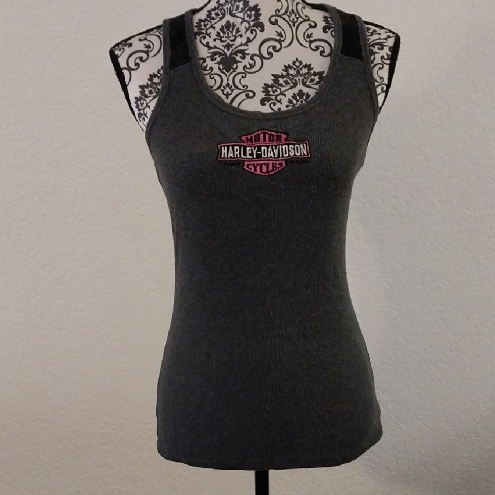 Harley-Davidson Black Sleeveless Fitted Tank Top